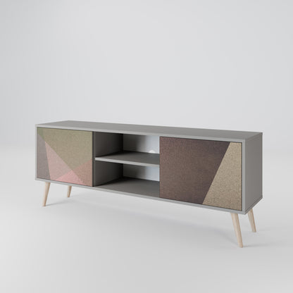 Mobile TV a 2 ante BEIGE GEOMETRY in finitura grigia