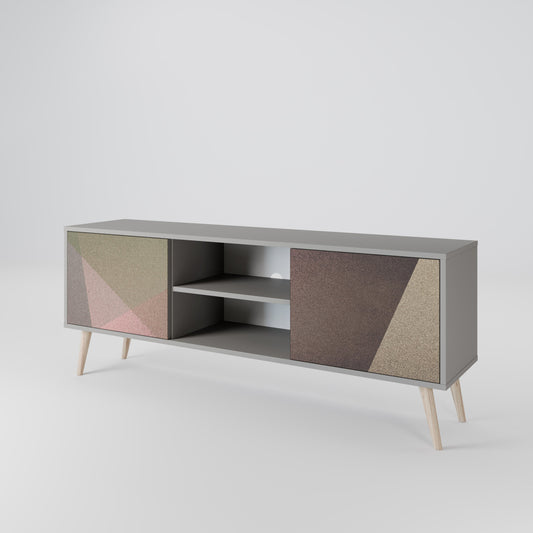 Mobile TV a 2 ante BEIGE GEOMETRY in finitura grigia