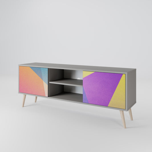 Mobile TV a 2 ante BRIGHT GEOMETRY in finitura grigia