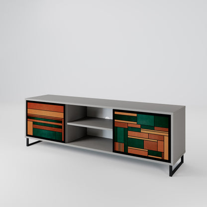 EARTHY FIGURES 2-Door TV Stand in Grey Finish