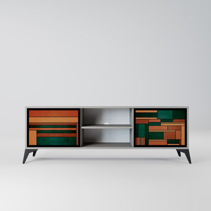 EARTHY FIGURES 2-Door TV Stand in Grey Finish