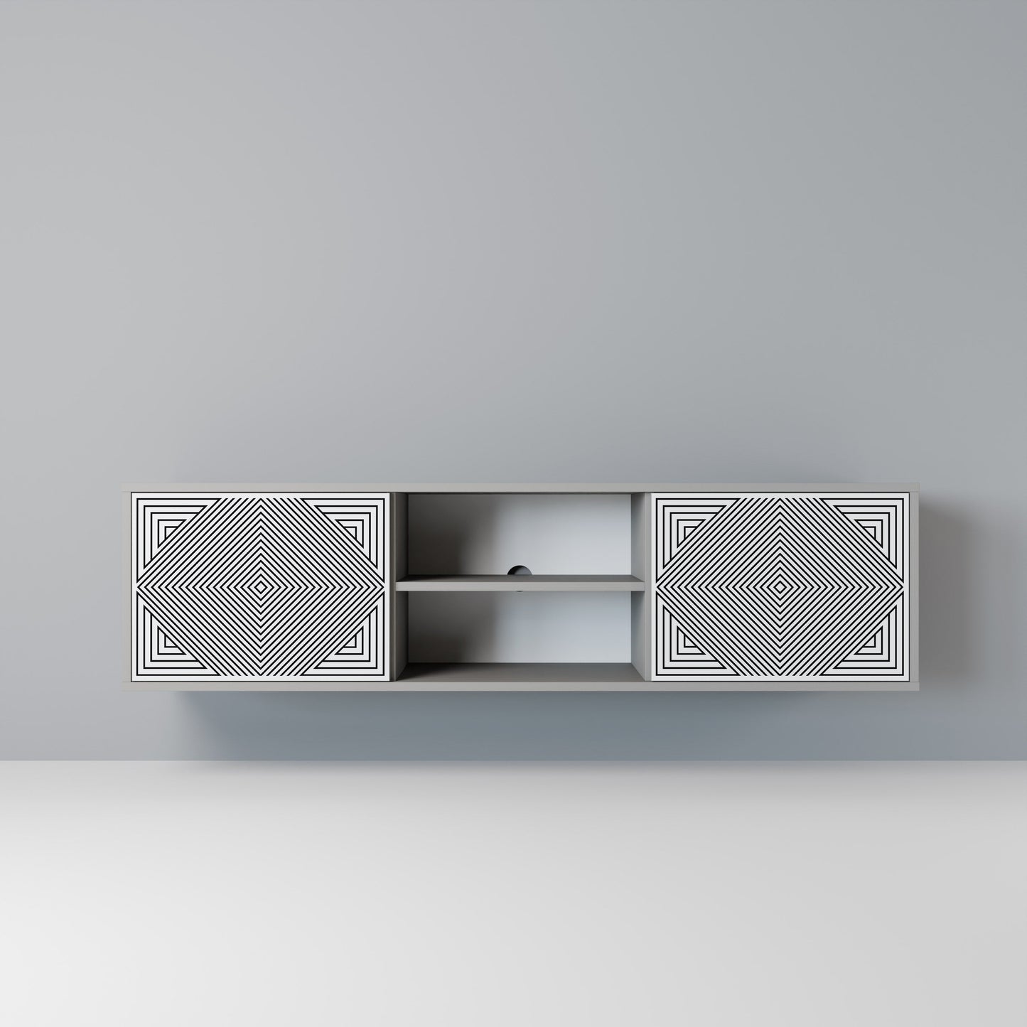 Mobile TV POLYGON ILLUSION a 2 ante in finitura grigia