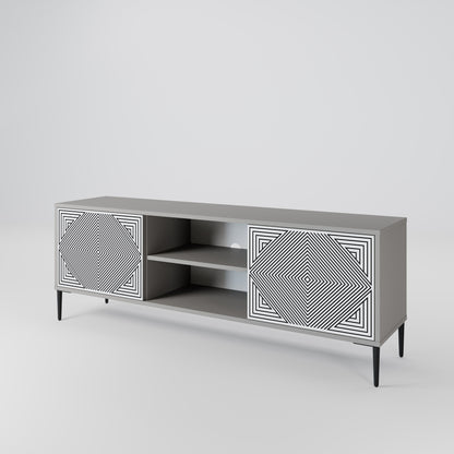 Mobile TV POLYGON ILLUSION a 2 ante in finitura grigia