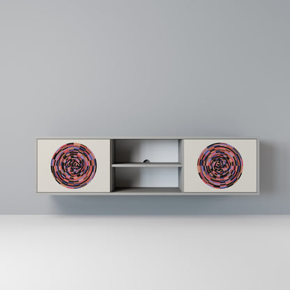 BROWN CIRCLES 2-Door TV Stand in Grey Finish