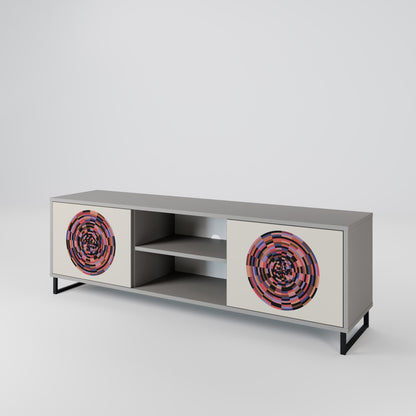 BROWN CIRCLES 2-Door TV Stand in Grey Finish