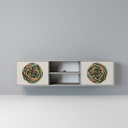 GREEN CIRCLES 2-Door TV Stand in Grey Finish