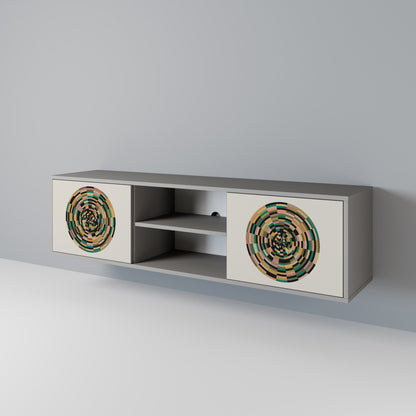 GREEN CIRCLES 2-Door TV Stand in Grey Finish