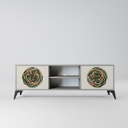 GREEN CIRCLES 2-Door TV Stand in Grey Finish