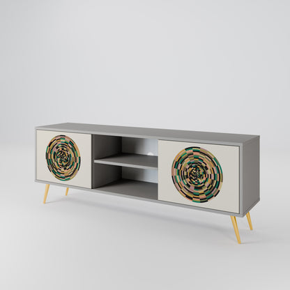 GREEN CIRCLES 2-Door TV Stand in Grey Finish
