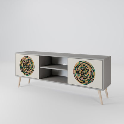 GREEN CIRCLES 2-Door TV Stand in Grey Finish
