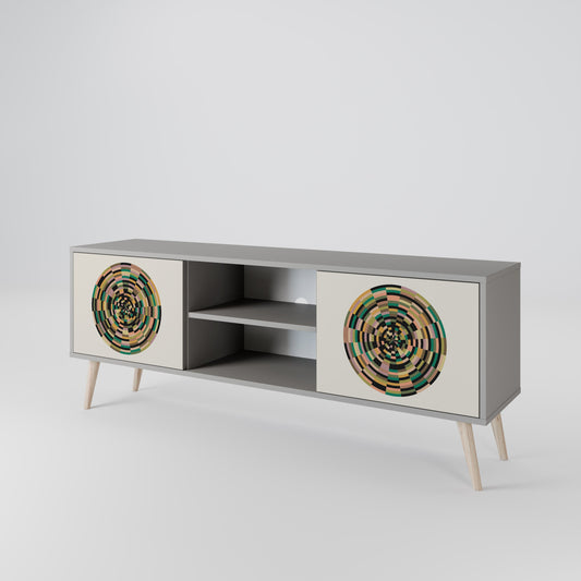 Porta TV GREEN CIRCLES a 2 ante in finitura grigia