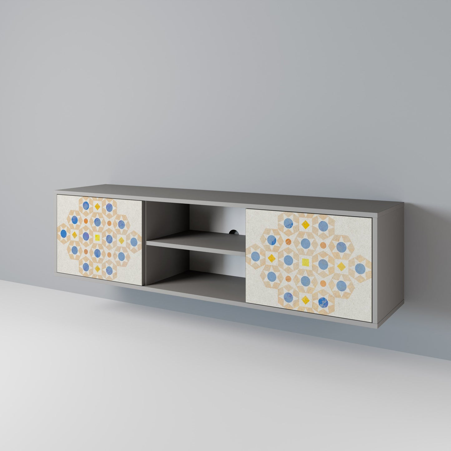 Mobile TV a 2 ante PATTERNED PRISM in finitura grigia