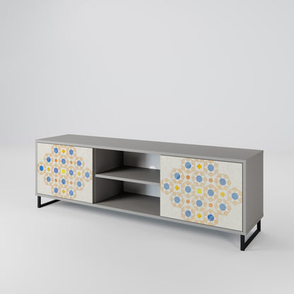 Mobile TV a 2 ante PATTERNED PRISM in finitura grigia