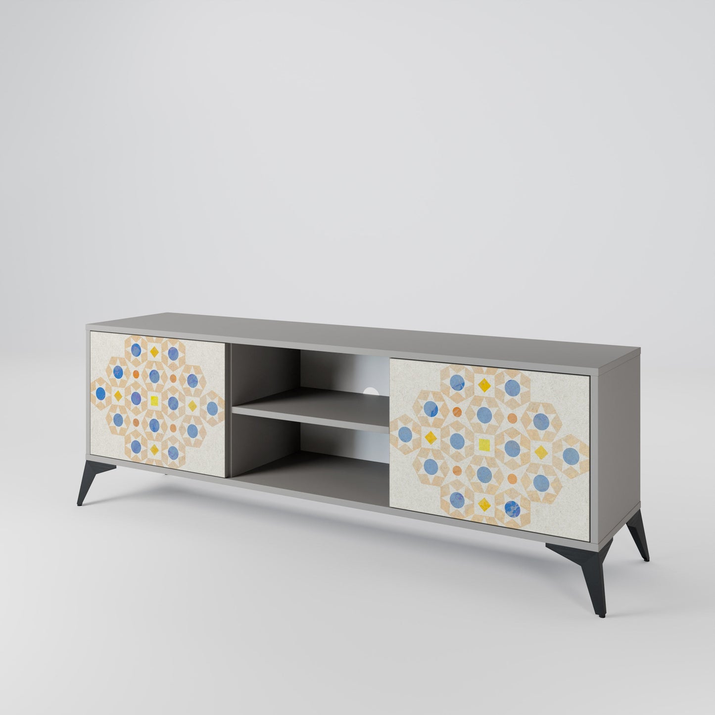 Mobile TV a 2 ante PATTERNED PRISM in finitura grigia