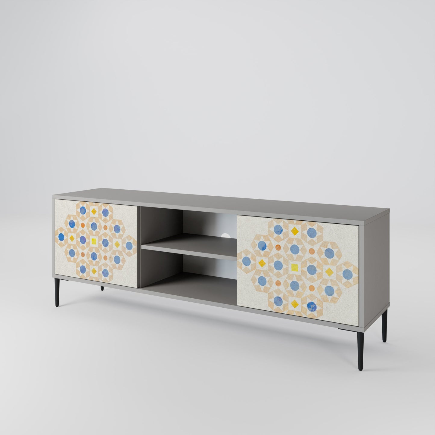 Mobile TV a 2 ante PATTERNED PRISM in finitura grigia