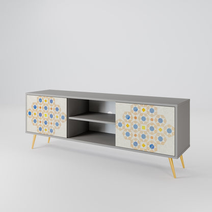 Mobile TV a 2 ante PATTERNED PRISM in finitura grigia