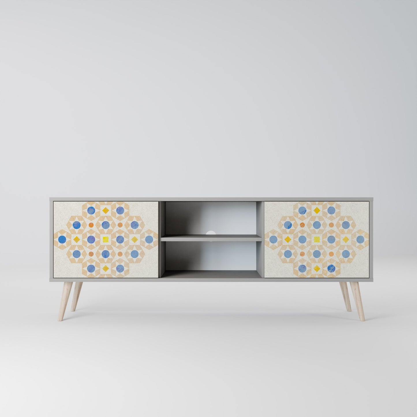 Mobile TV a 2 ante PATTERNED PRISM in finitura grigia