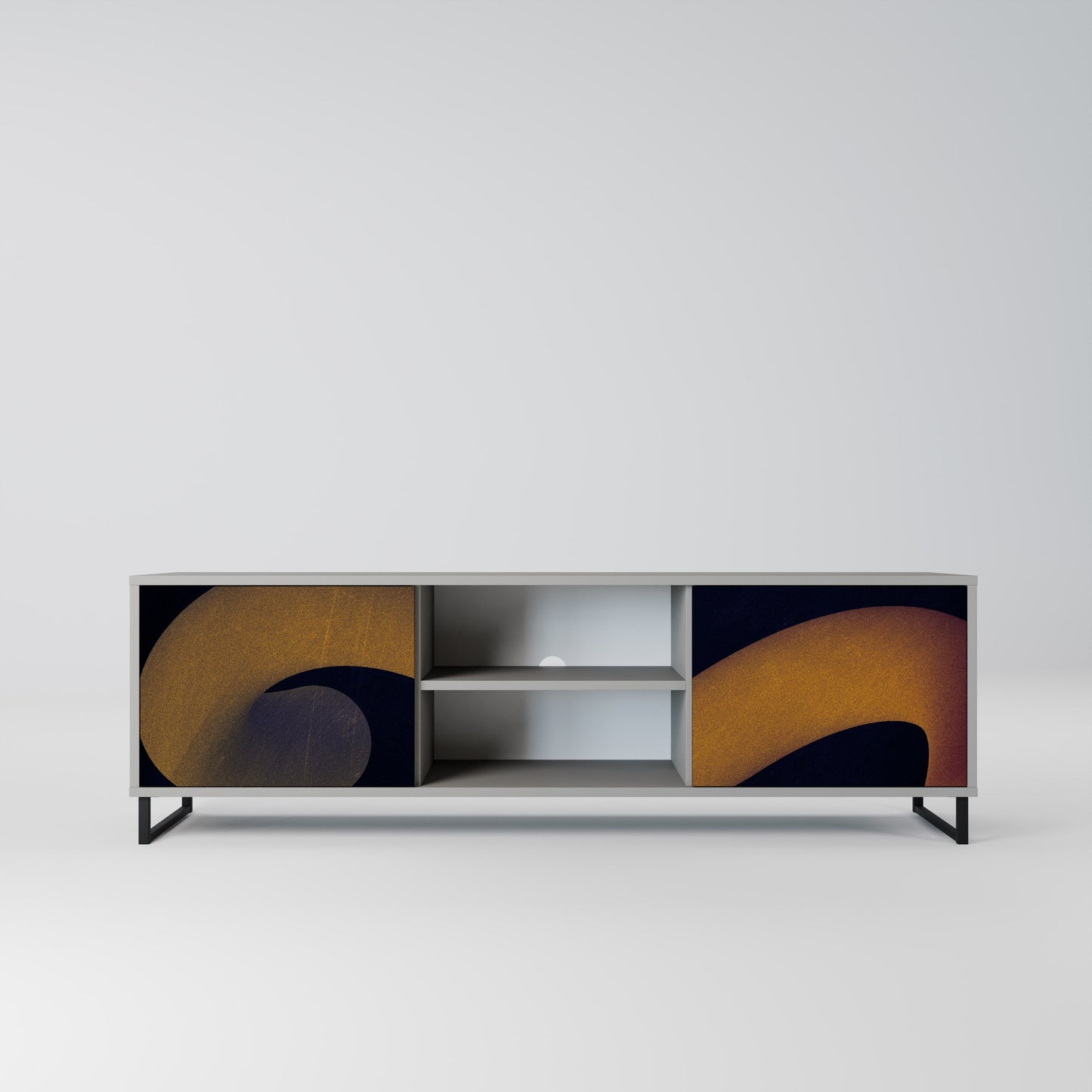 HOLLOW TIME 2-Door TV Stand in Grey Finish