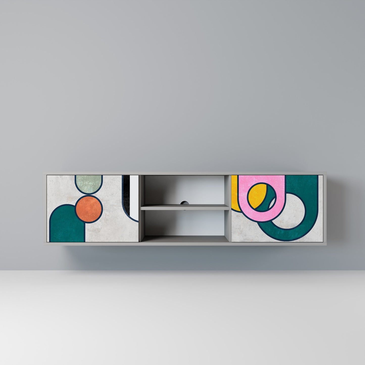 COOL STORY 2-Door TV Stand in Grey Finish