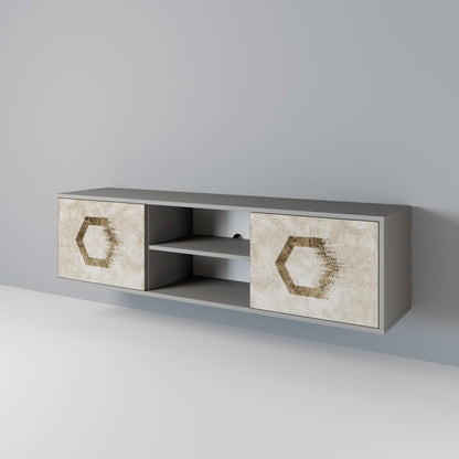 Mobile TV a 2 ante HEXAGONAL SHAPES in finitura grigia