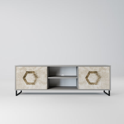Mobile TV a 2 ante HEXAGONAL SHAPES in finitura grigia