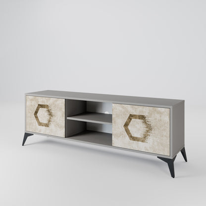 Mobile TV a 2 ante HEXAGONAL SHAPES in finitura grigia