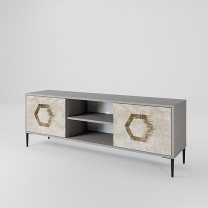 Mobile TV a 2 ante HEXAGONAL SHAPES in finitura grigia