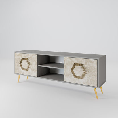 Mobile TV a 2 ante HEXAGONAL SHAPES in finitura grigia