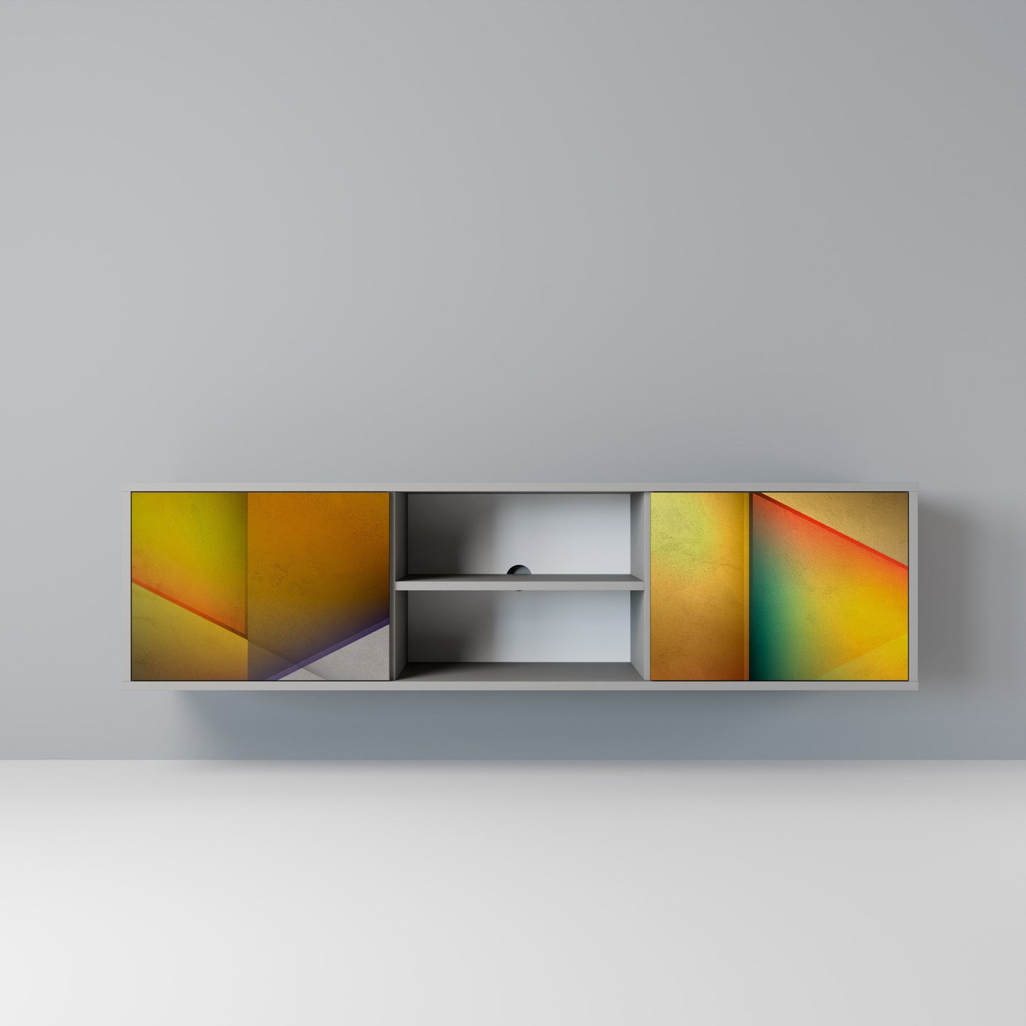 PIERCING SHARPNESS 2-Door TV Stand in Grey Finish