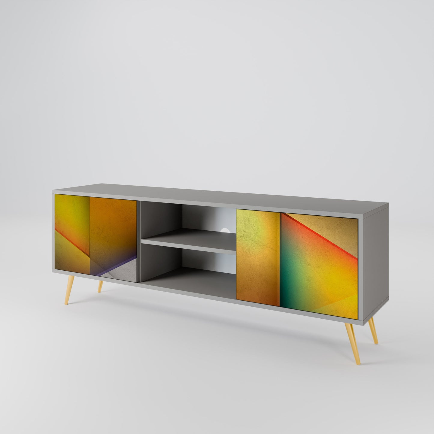 PIERCING SHARPNESS 2-Door TV Stand in Grey Finish