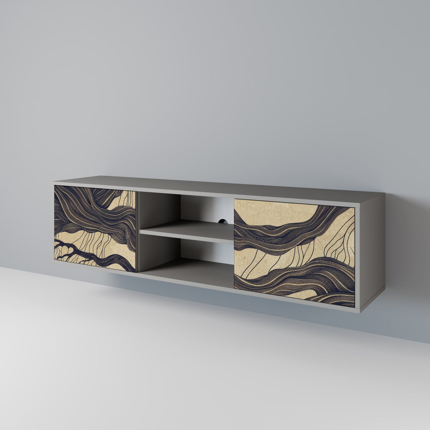 UNIFIED FRAGMENTS 2-Door TV Stand in Grey Finish