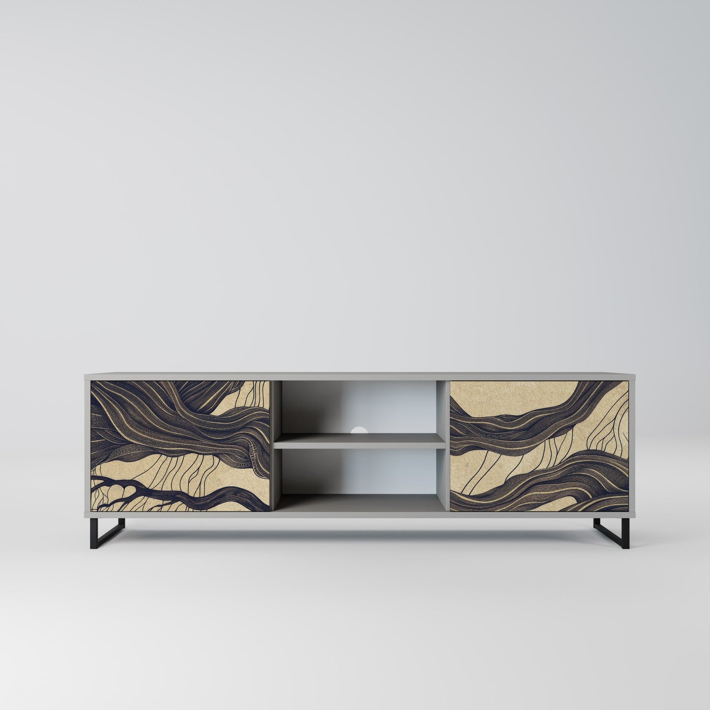 UNIFIED FRAGMENTS 2-Door TV Stand in Grey Finish