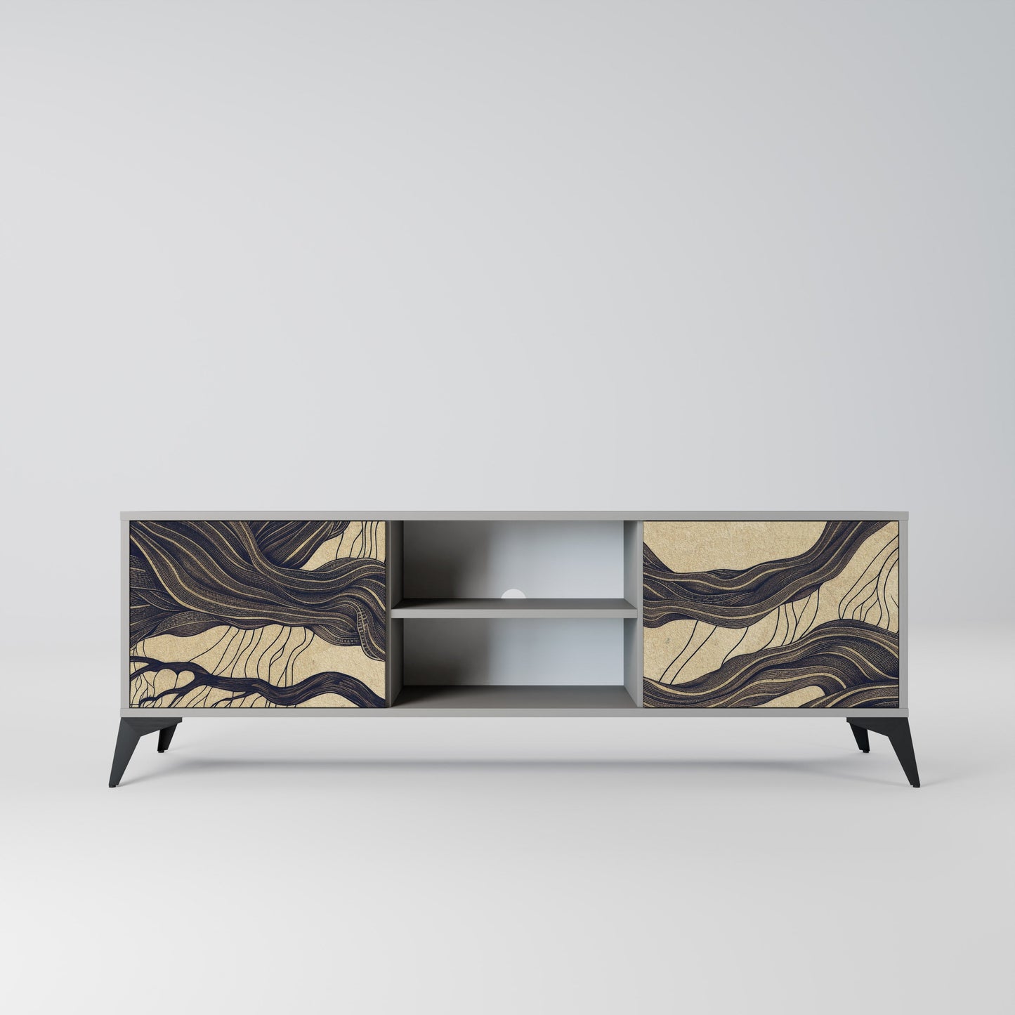 UNIFIED FRAGMENTS 2-Door TV Stand in Grey Finish