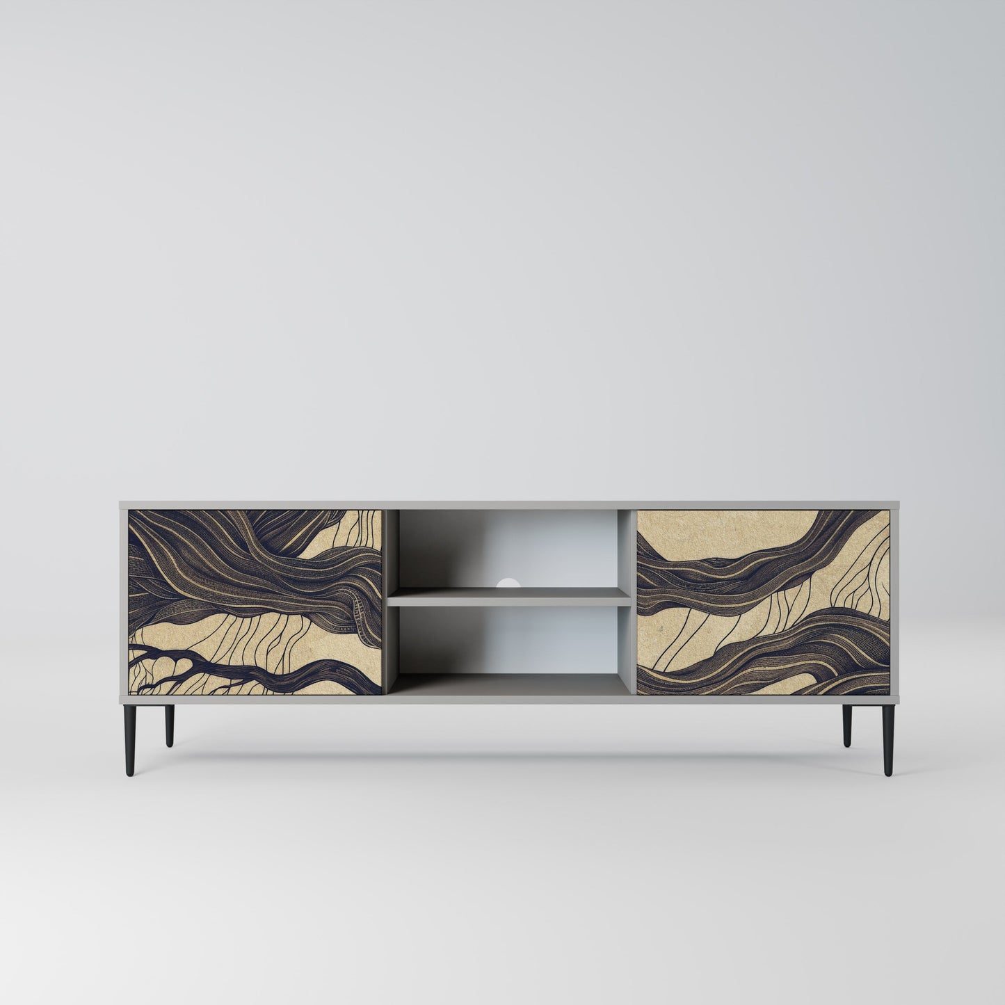 UNIFIED FRAGMENTS 2-Door TV Stand in Grey Finish