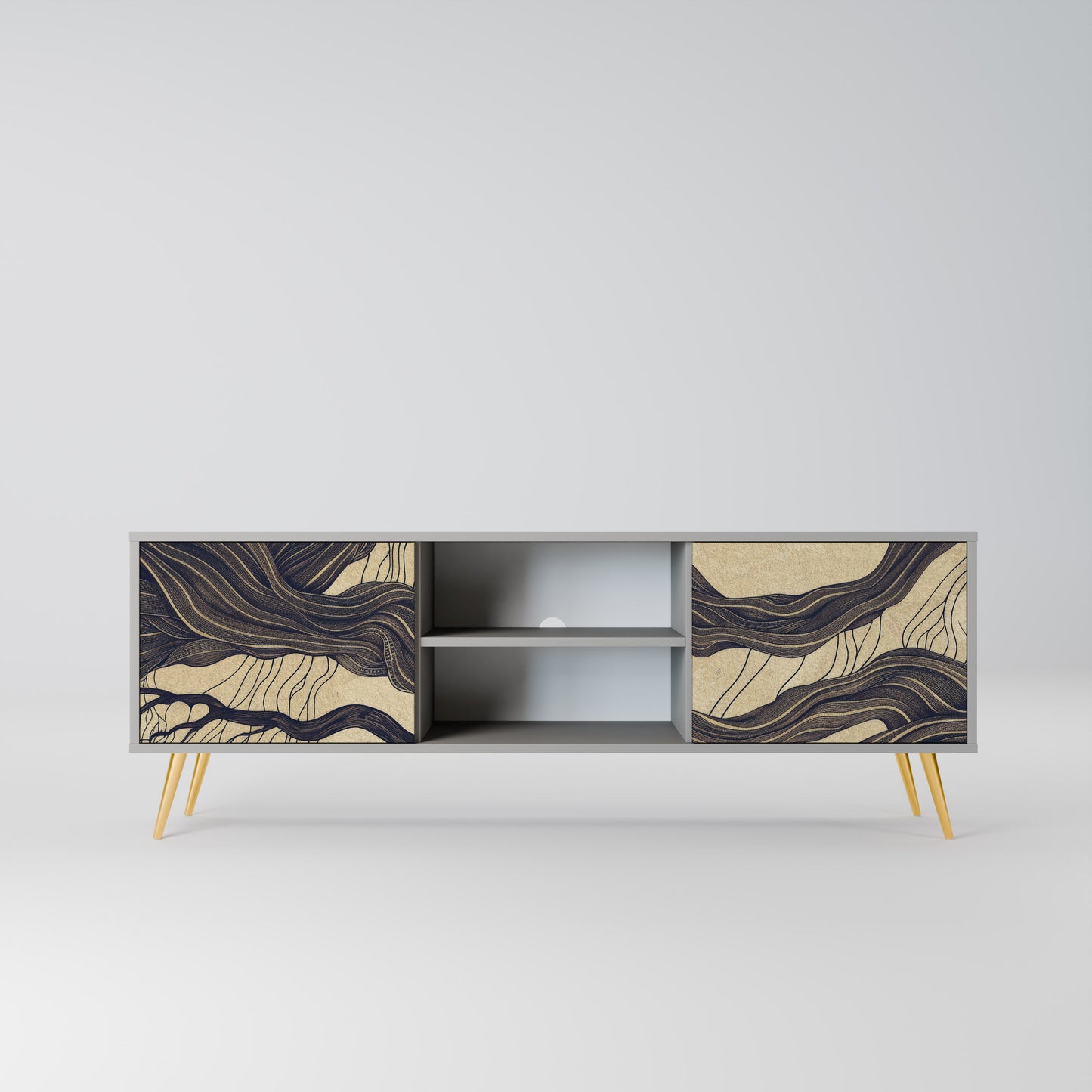 UNIFIED FRAGMENTS 2-Door TV Stand in Grey Finish