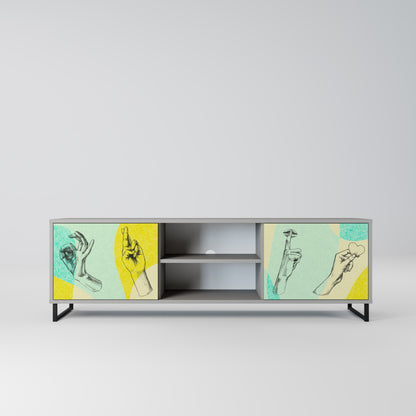 BODY LANGUAGE 2-Door TV Stand in Grey Finish