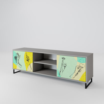 BODY LANGUAGE 2-Door TV Stand in Grey Finish