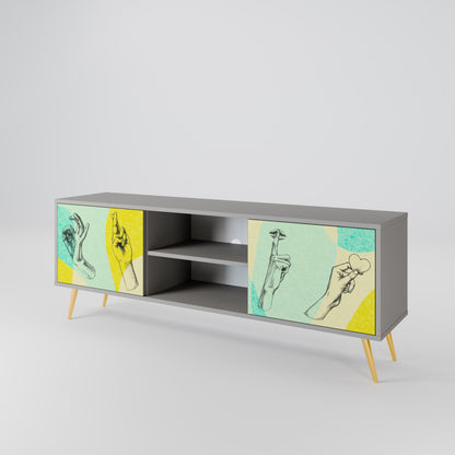 BODY LANGUAGE 2-Door TV Stand in Grey Finish