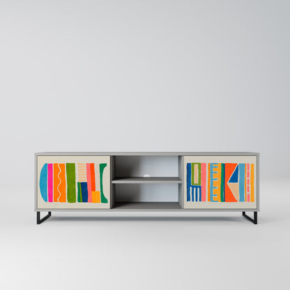 GEOMETRIC SHINE 2-Door TV Stand in Grey Finish