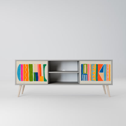 GEOMETRIC SHINE 2-Door TV Stand in Grey Finish