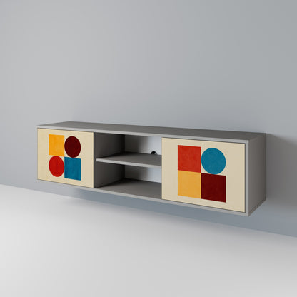 GEOMETRIC PUZZLE 2-Door TV Stand in Grey Finish