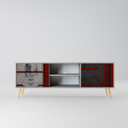 GRAY FIGURES 2-Door TV Stand in Grey Finish