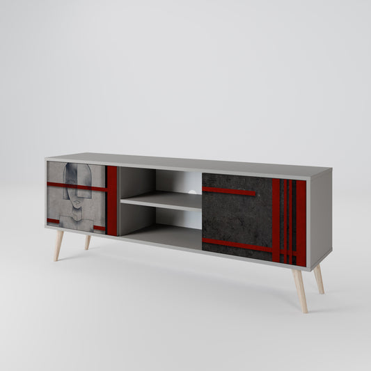 GRAY FIGURES 2-Door TV Stand in Grey Finish
