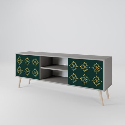 ROYAL MEDALLION 2-Door TV Stand in Grey Finish