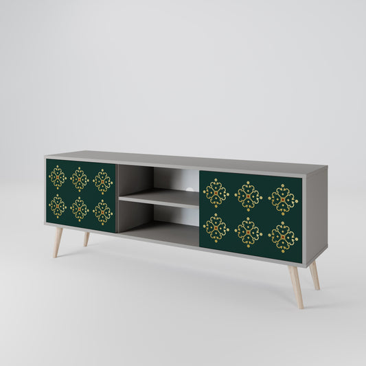 ROYAL MEDALLION 2-Door TV Stand in Grey Finish