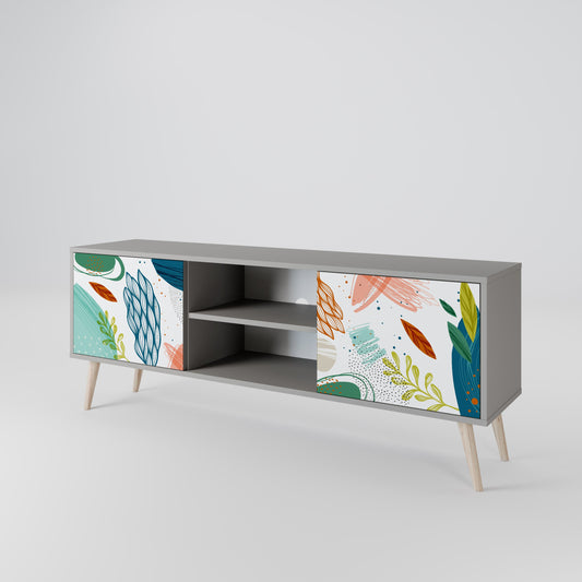 BOTANICAL HURRICANE 2-Door TV Stand in Grey Finish
