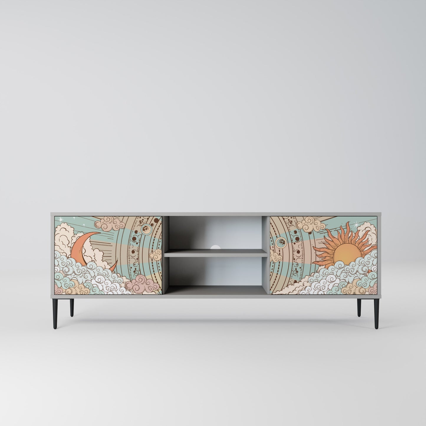 MYSTICAL STRUCTURE 2-Door TV Stand in Grey Finish