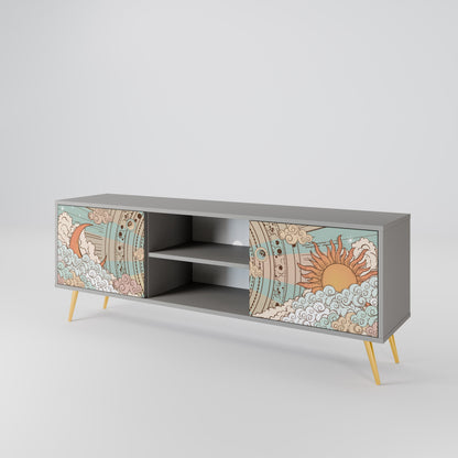 MYSTICAL STRUCTURE 2-Door TV Stand in Grey Finish