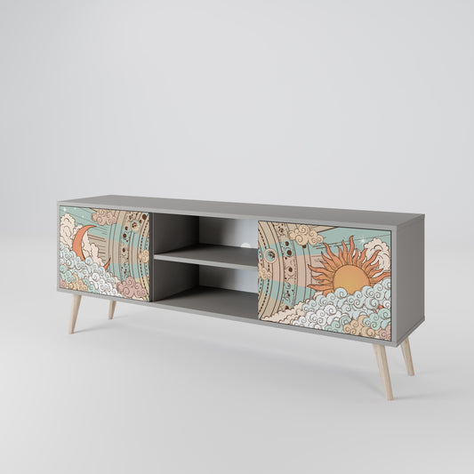 MYSTICAL STRUCTURE 2-Door TV Stand in Grey Finish