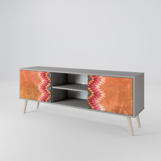 INDIAN FOLK 2-Door TV Stand in Grey Finish